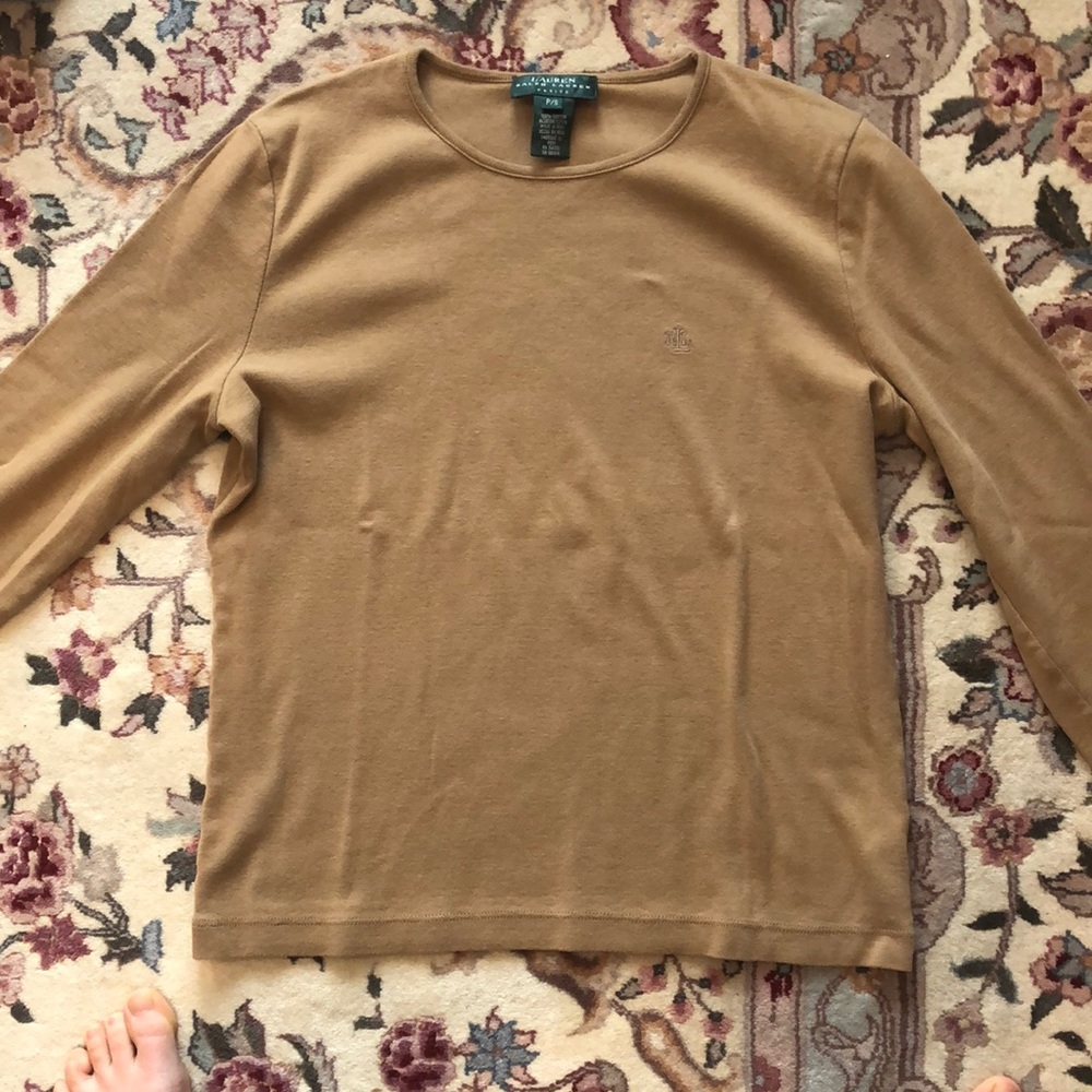 Tan Lauren Ralph Lauren petite Small long sleeve shirt